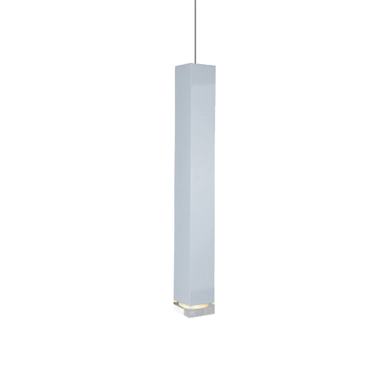 Contemporary Metal Cuboid Suspension Light for Dining Room - LED Pendant Light in Black/White, Size 12"/19.5" - White/Warm Glow