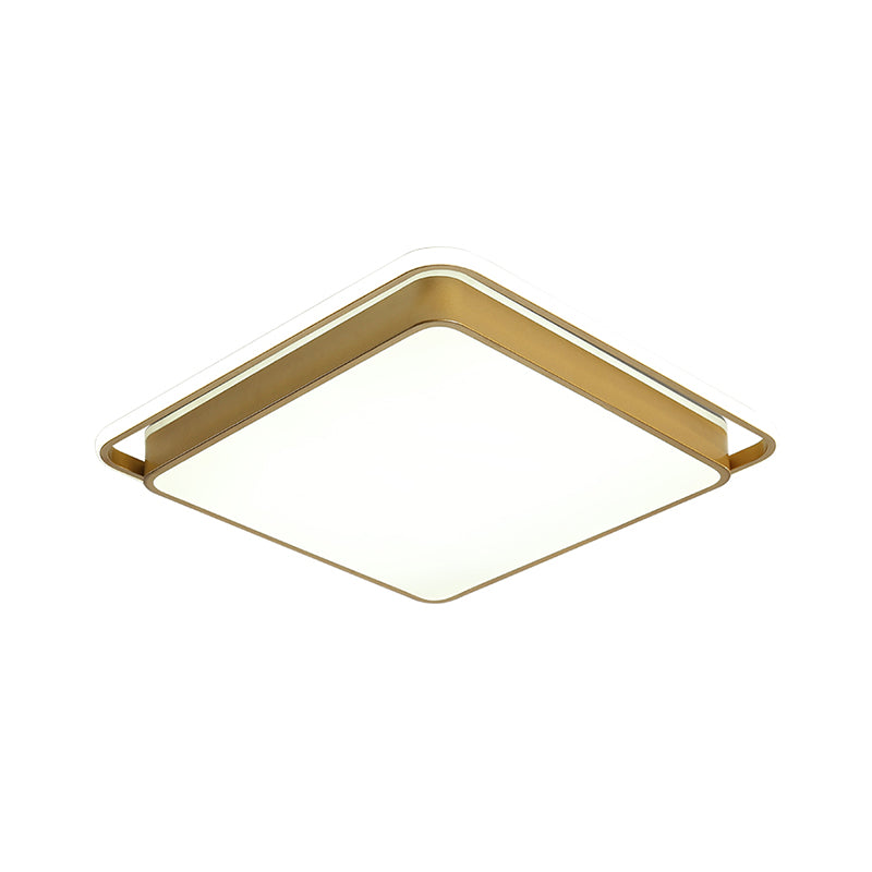 Plafonnier LED carré doré en métal, design moderniste, plusieurs tailles, lumière chaude/blanche pour salon