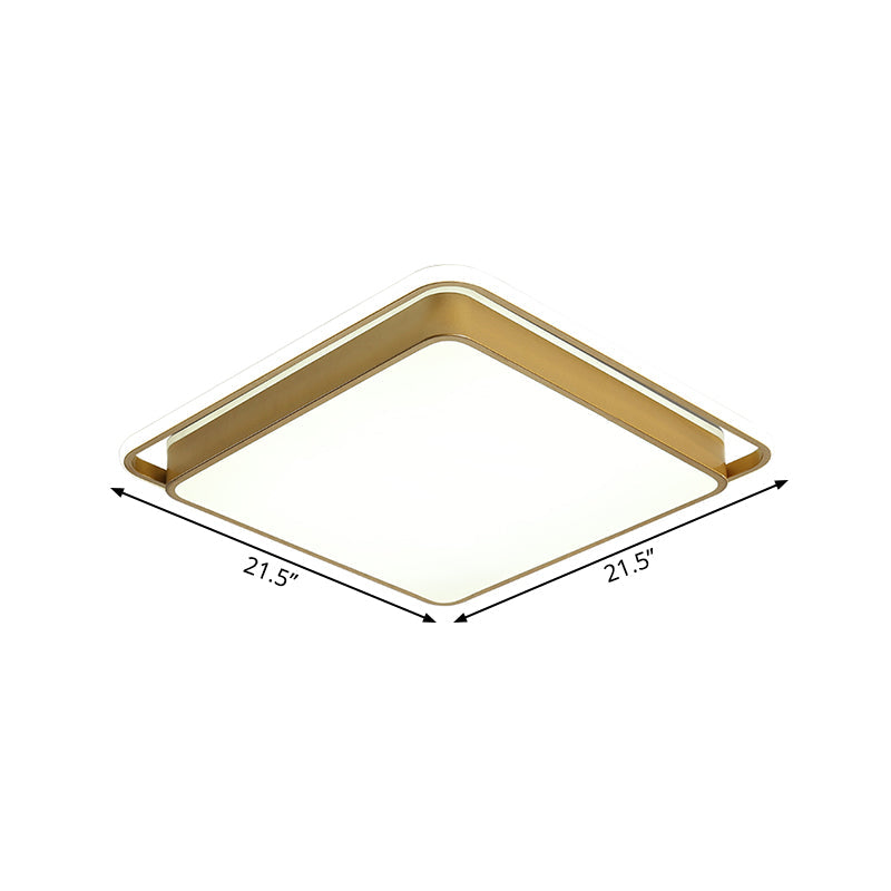 Plafonnier LED carré doré en métal, design moderniste, plusieurs tailles, lumière chaude/blanche pour salon