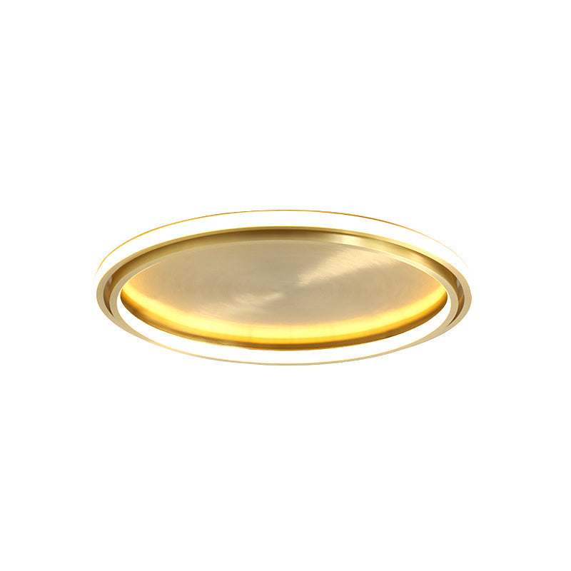 Modern LED Circle Flush Mount Ceiling Light in Gold - 16"/19.5" Wide for Bedroom