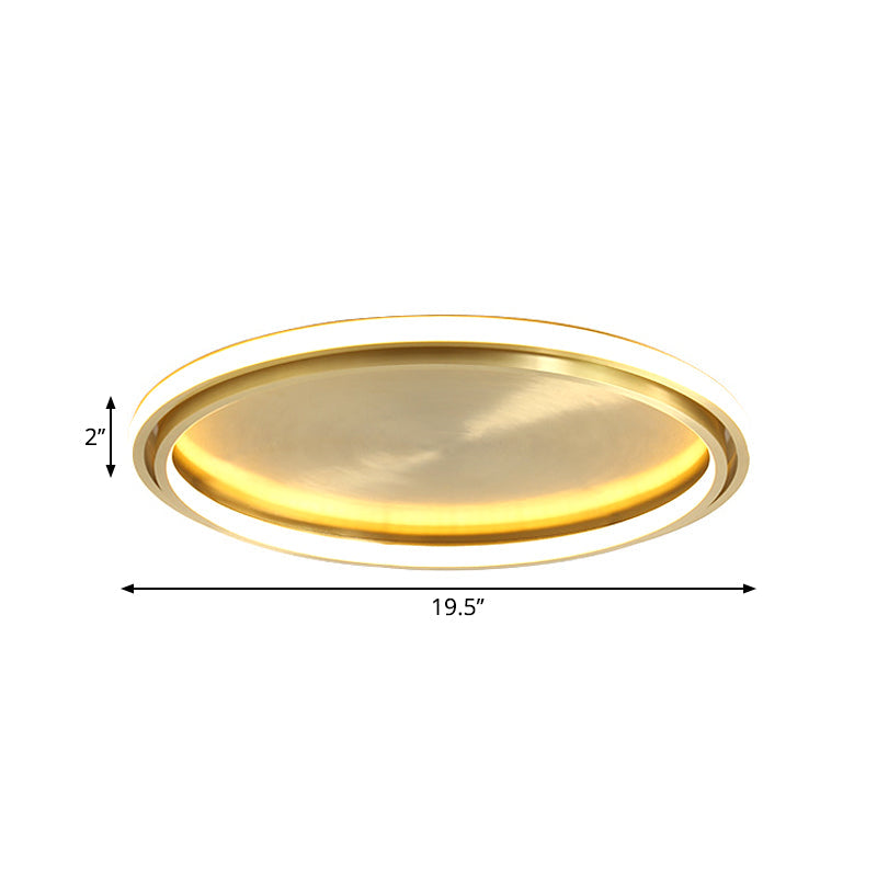 Modern LED Circle Flush Mount Ceiling Light in Gold - 16"/19.5" Wide for Bedroom