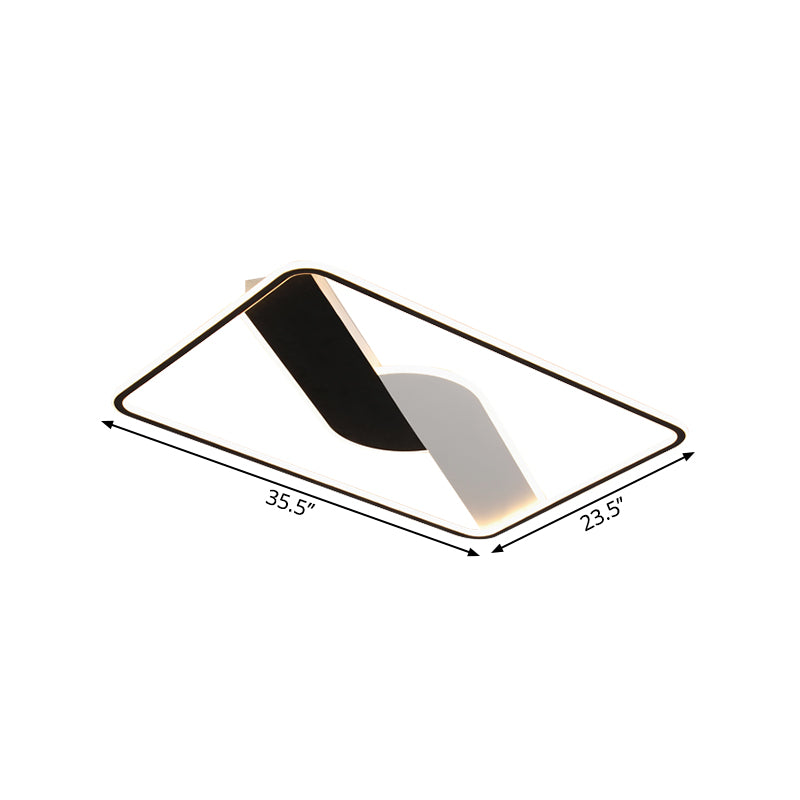 Modern Black Led Geometric Metal Ceiling Light Fixture For Living Room 16/35.5 Wide Flush Mount