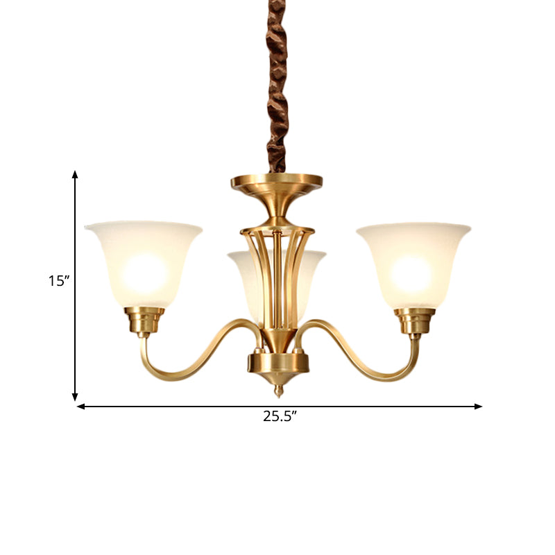 Vintage Opaline Glass Hanging Lamp Kit With 3/5 Bulbs - Brass Finish Down Lighting Pendant For