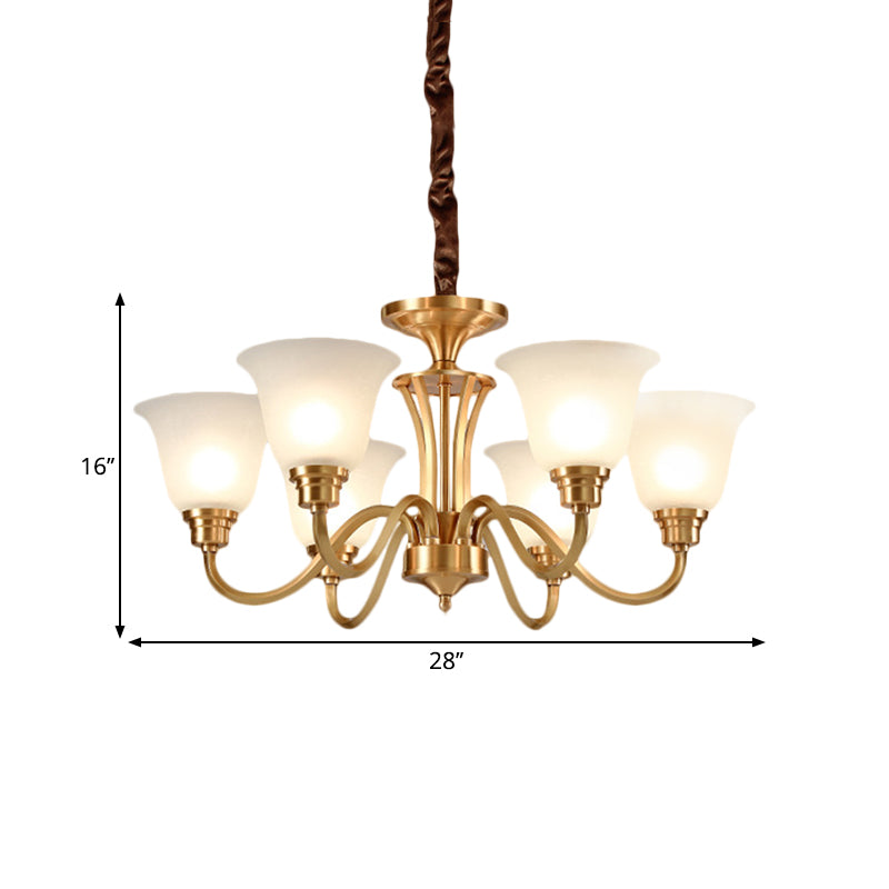 Vintage Opaline Glass Hanging Lamp Kit With 3/5 Bulbs - Brass Finish Down Lighting Pendant For