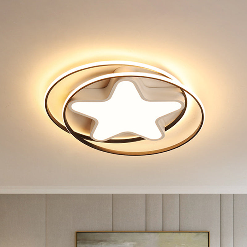 Plafonnier LED moderne en acrylique à lumière chaude/blanche - Anneau blanc