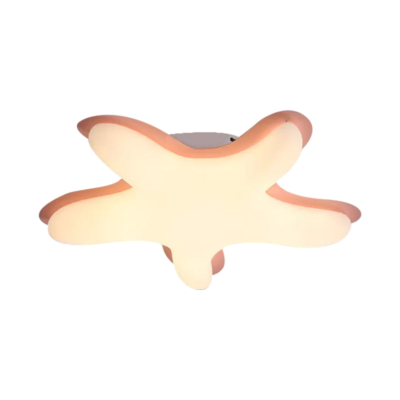 Starfish Flush Ceiling Light: Acrylic LED Fixture for Bedrooms, White/Pink/Yellow