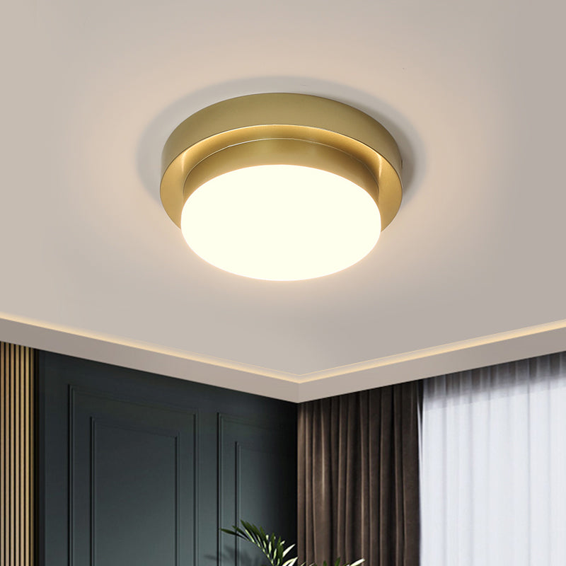 Simplicity Metallic LED Flushmount Ceiling Light in Gold - Triangle/Round/Square Design for Corridors