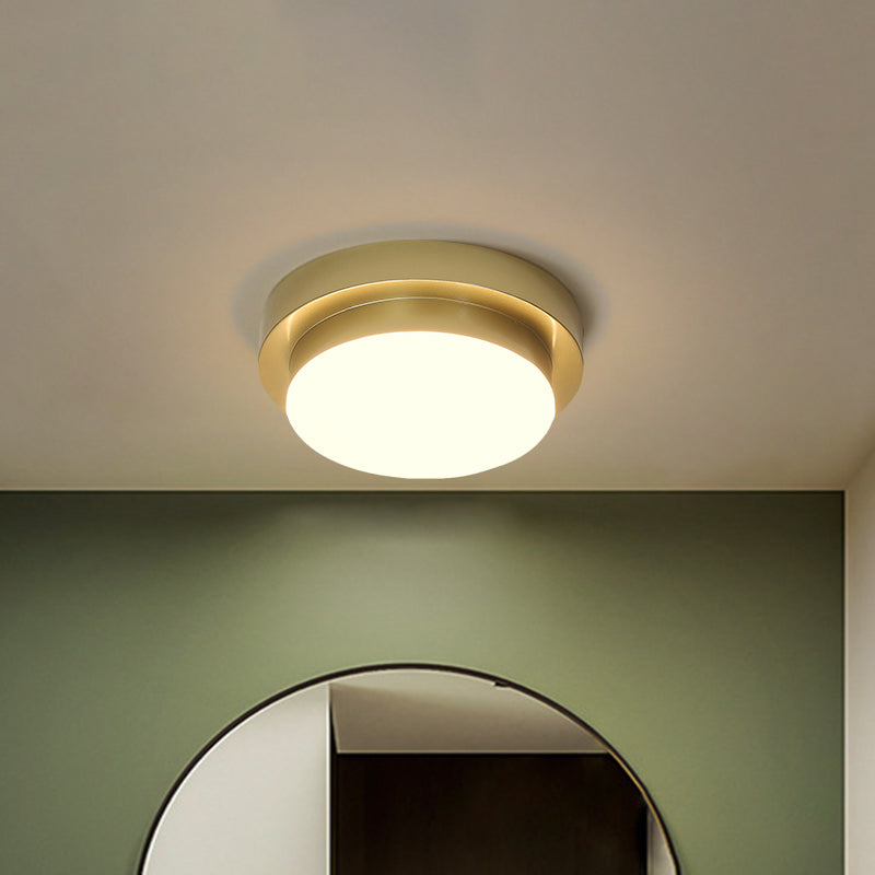 Simplicity Metallic LED Flushmount Ceiling Light in Gold - Triangle/Round/Square Design for Corridors