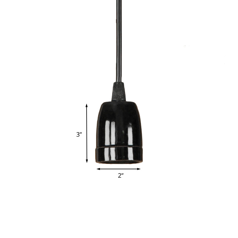 Retro Style Mini Hanging Pendant Light - Adjustable Cord, Black/Red Ceramic Ceiling Fixture