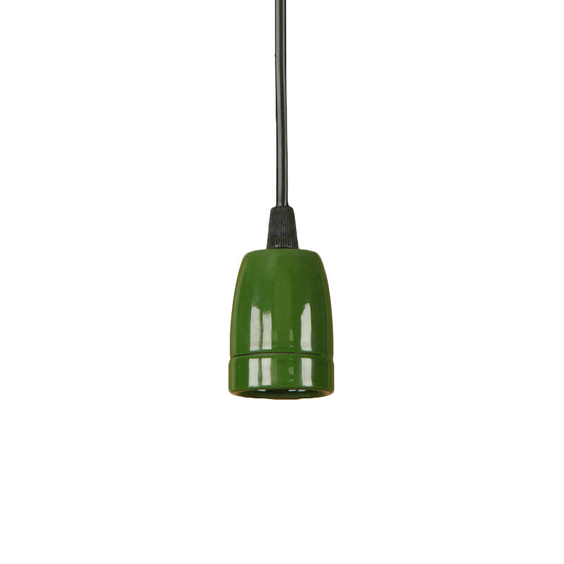 Retro Style Mini Hanging Pendant Light - Adjustable Cord, Black/Red Ceramic Ceiling Fixture