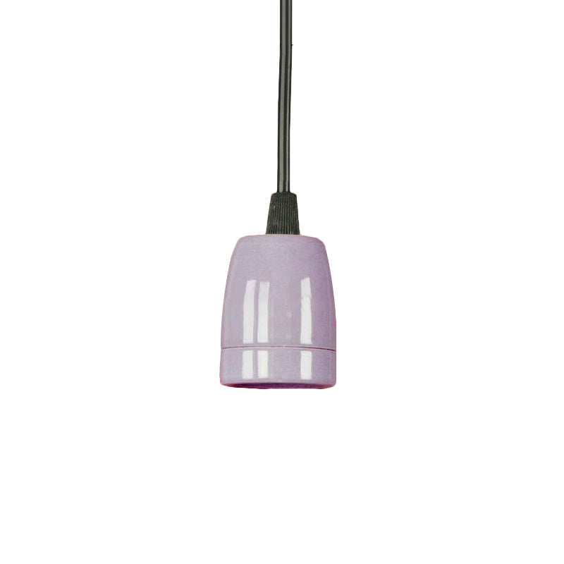 Retro Style 1-Head Mini Pendant Light: Adjustable Cord Black/Red Ceramic Ceiling Hanging Purple