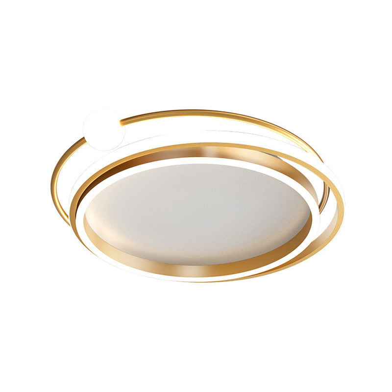 Plafonnier encastré à LED doré moderne - Design circulaire à chevauchement métallique - 20,5"/24,5" de large - Lumière chaude/blanche