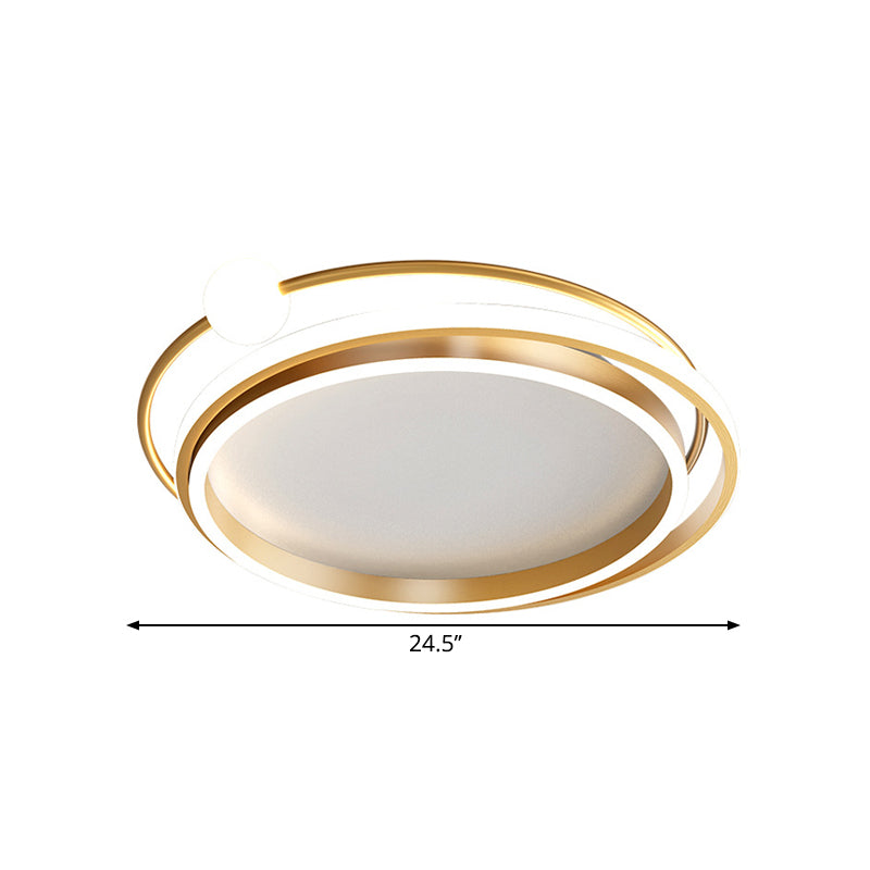 Plafonnier encastré à LED doré moderne - Design circulaire à chevauchement métallique - 20,5"/24,5" de large - Lumière chaude/blanche