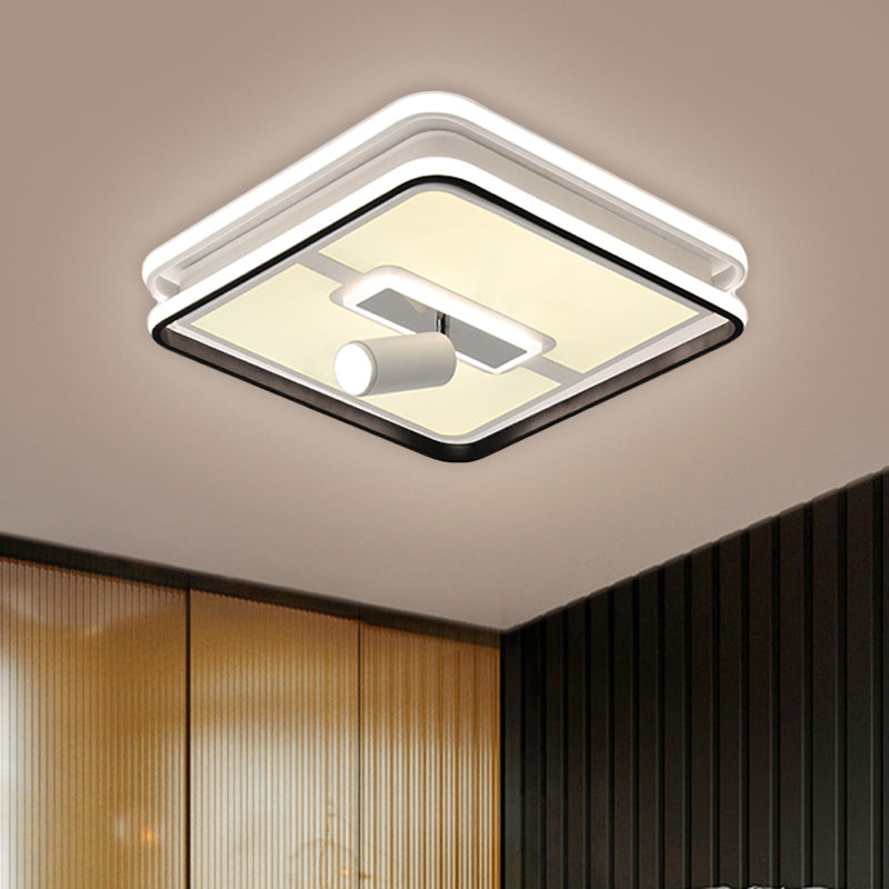Minimalist Black Square Panel Flush LED Ceiling Lamp - 19.5"/23.5" Wide, Warm/White Light