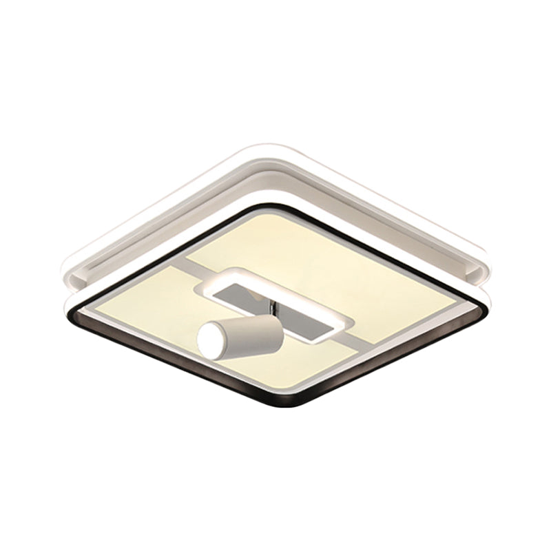 Minimalist Black Square Panel Flush LED Ceiling Lamp - 19.5"/23.5" Wide, Warm/White Light