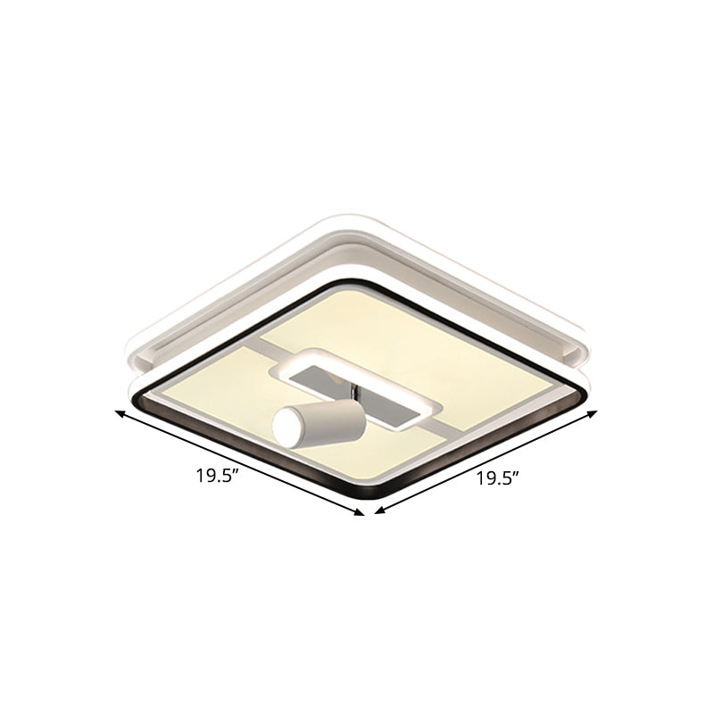Minimalist Black Square Panel Flush LED Ceiling Lamp - 19.5"/23.5" Wide, Warm/White Light