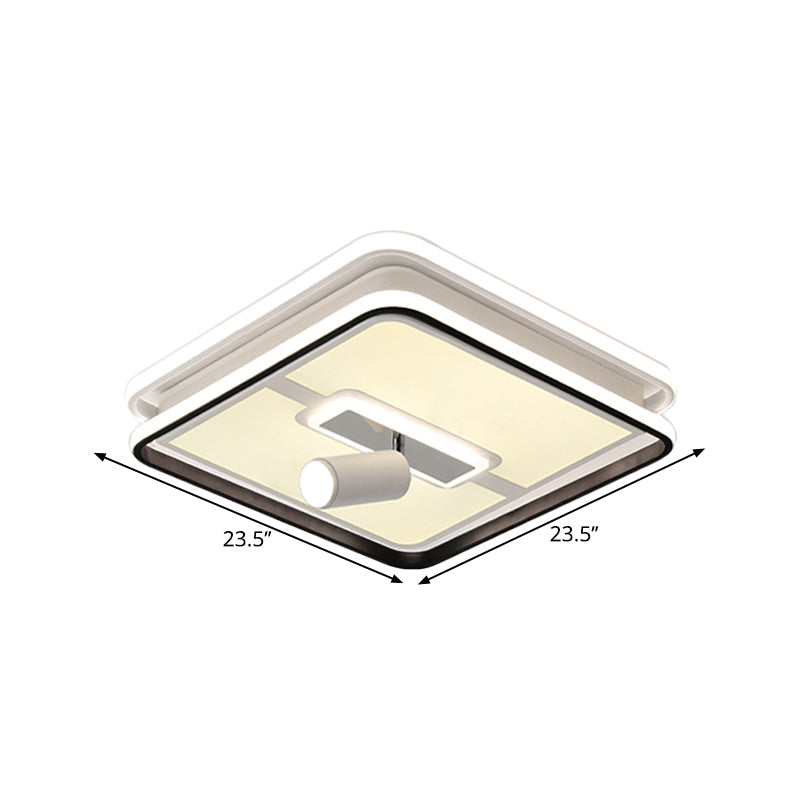 Minimalist Black Square Panel Flush LED Ceiling Lamp - 19.5"/23.5" Wide, Warm/White Light