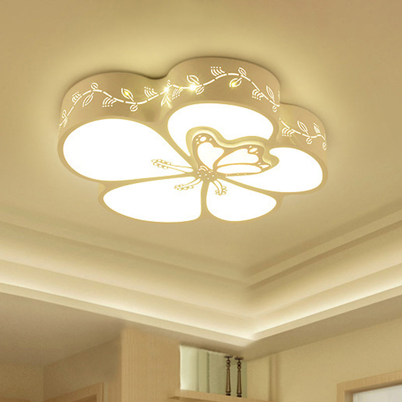 Kids Dragonfly Flush Mount Light - Acrylic LED White Flushmount with Iron Frame
