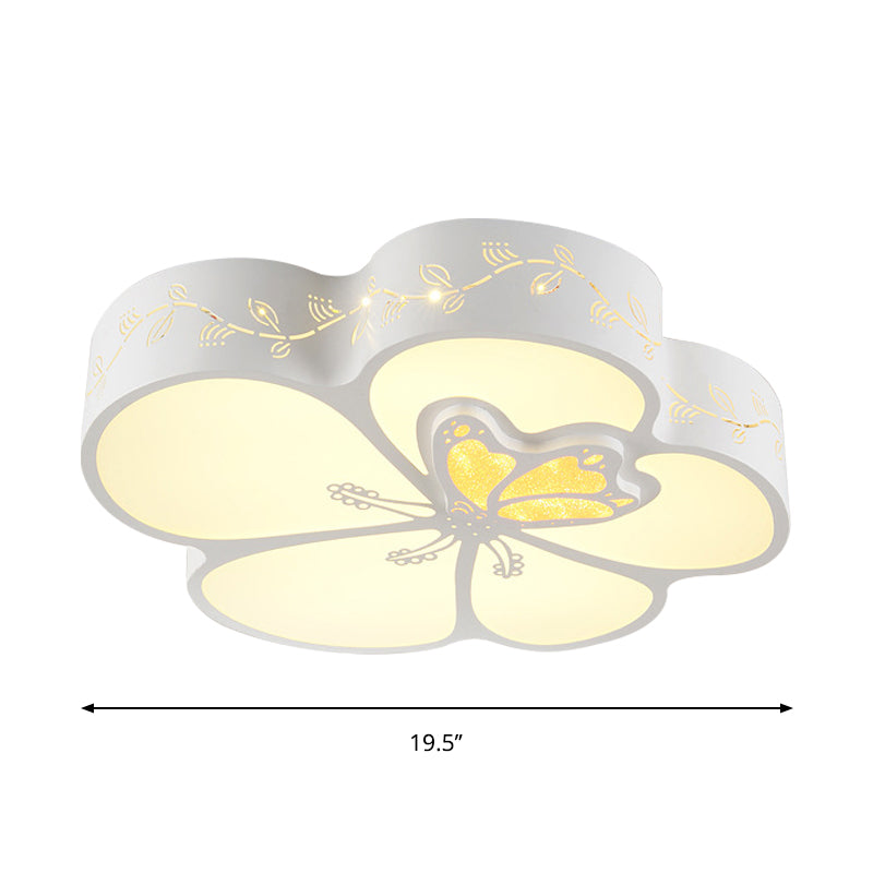 Kids Dragonfly Flush Mount Light - Acrylic LED White Flushmount with Iron Frame
