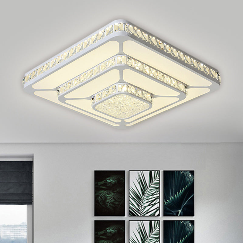 Crystal LED Close to Ceiling Light Flush Mount Fixture - Warm/White Light Option