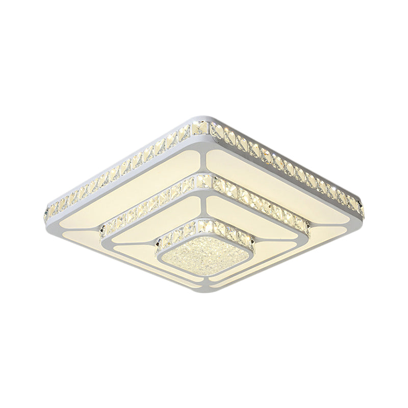 Crystal LED Close to Ceiling Light Flush Mount Fixture - Warm/White Light Option