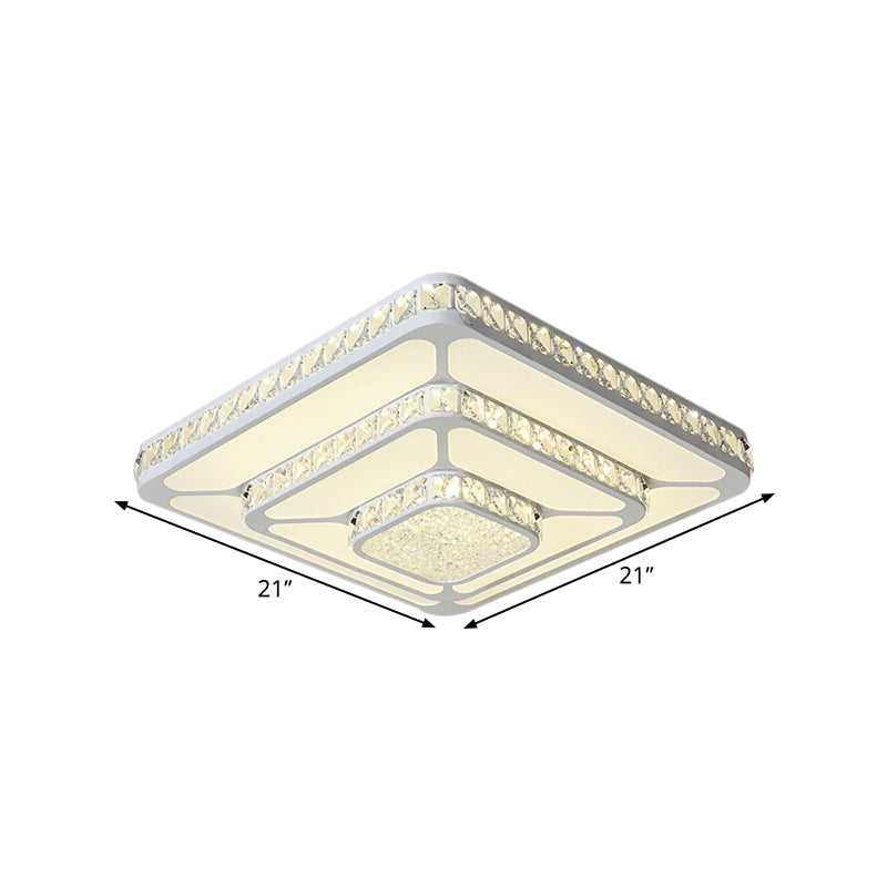Crystal LED Close to Ceiling Light Flush Mount Fixture - Warm/White Light Option