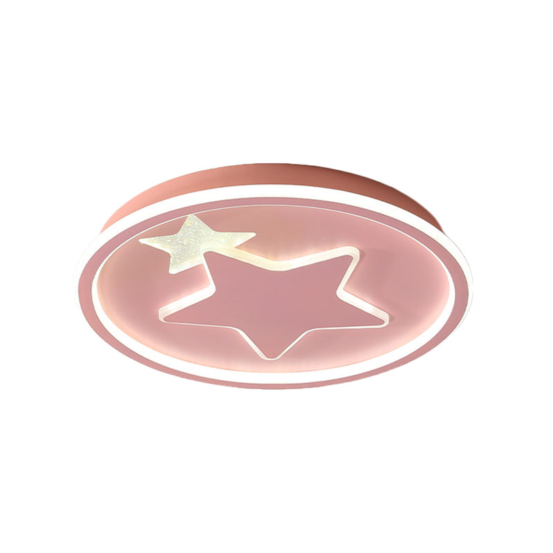 Modern Star Ceiling Light: Acrylic LED Cartoon Lamp in Black/Pink/Blue