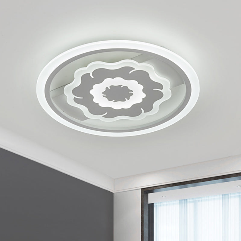 Plafonnier LED moderne en acrylique à motif floral - Lumière chaude/blanche pour chambre à coucher