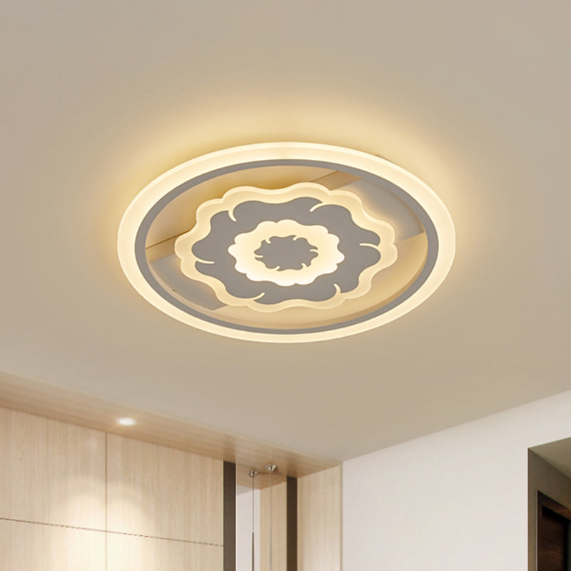 Plafonnier LED moderne en acrylique à motif floral - Lumière chaude/blanche pour chambre à coucher