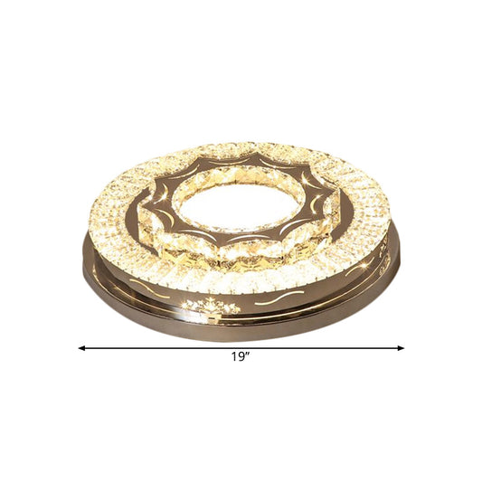 Modern Crystal Led Flushmount Ceiling Lamp In Warm/White Light