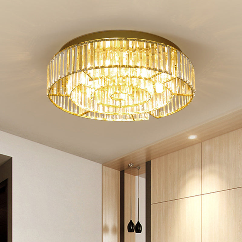 Crystal LED Flush Mount Light: Sleek Black/Gold Rectangular Fixture for Contemporary Ceiling Lighting