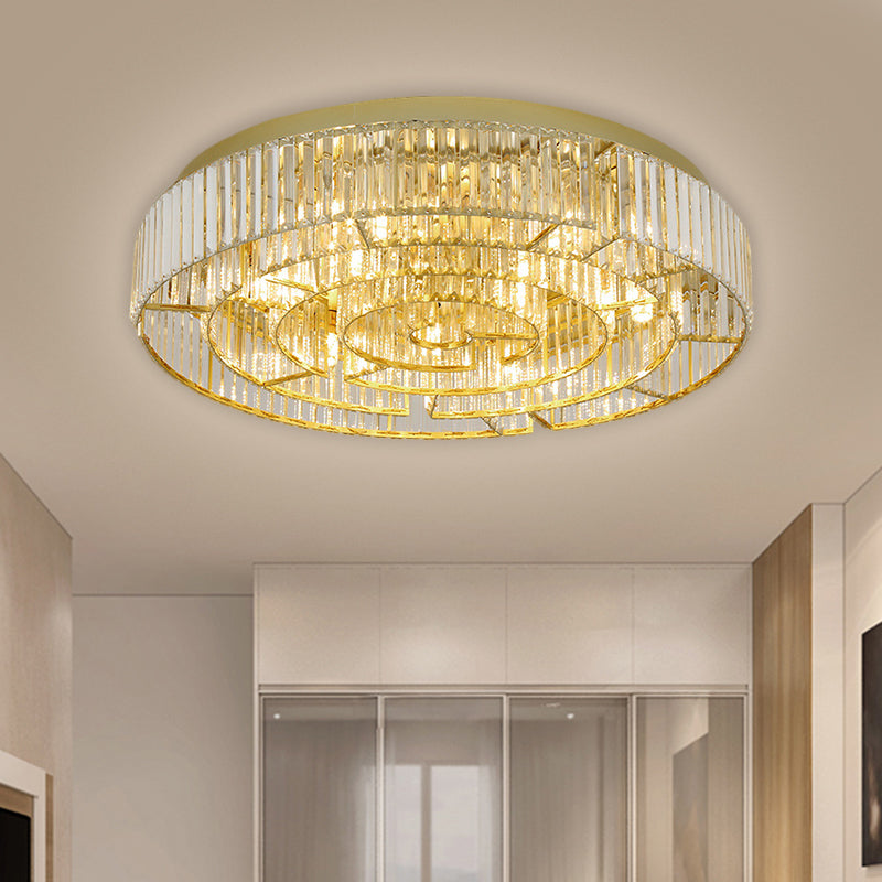 Crystal LED Flush Mount Light: Sleek Black/Gold Rectangular Fixture for Contemporary Ceiling Lighting