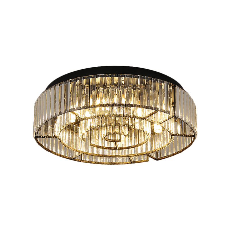 Crystal LED Flush Mount Light: Sleek Black/Gold Rectangular Fixture for Contemporary Ceiling Lighting