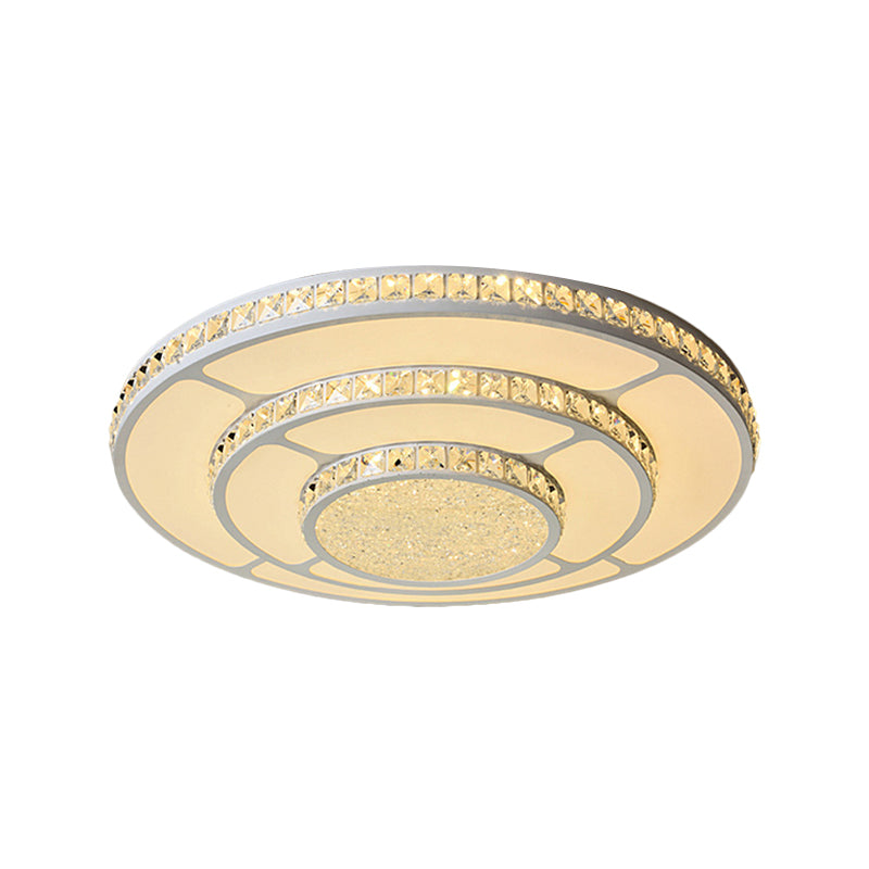 Modern LED Bedroom Ceiling Light with Circle Crystal Block Shade in Warm/White - 18"/21.5" W
