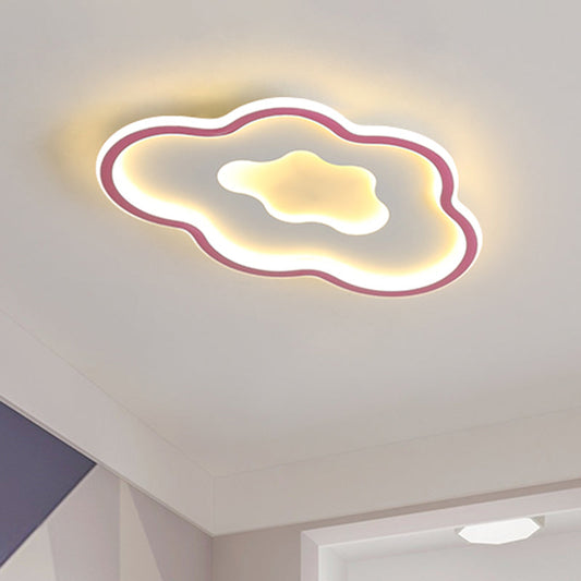 Cloud Kids Bedroom LED Cartoon Flush Mount Lighting Fixture in Pink/Blue