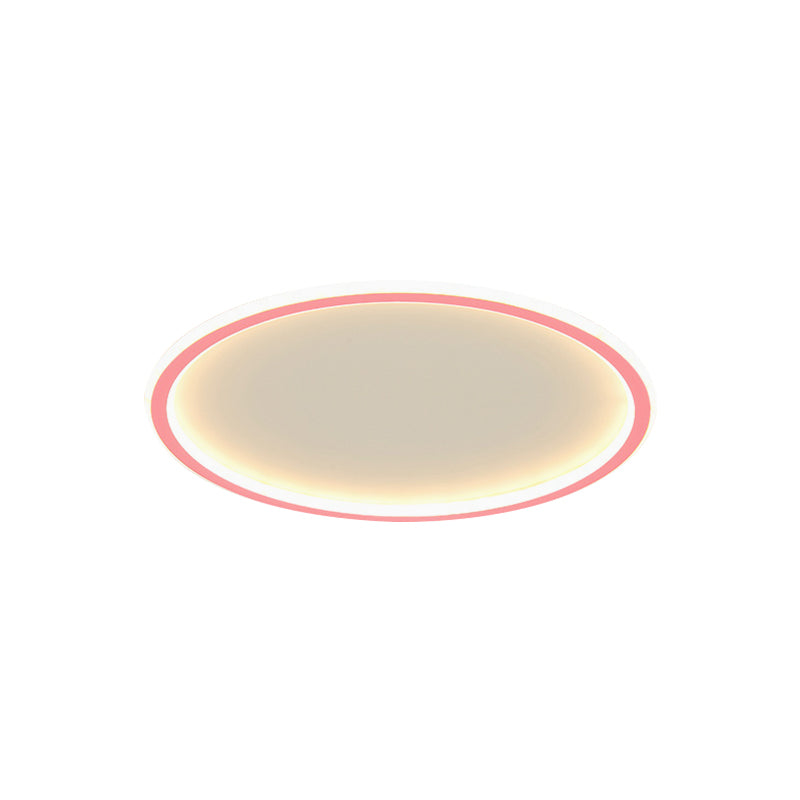 Minimalist Pink/Blue LED Flush Mount Ceiling Light for Bedroom