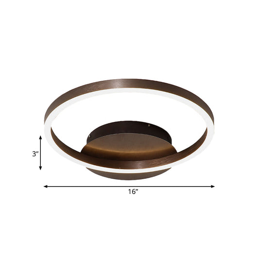 Contemporary Led Acrylic Ceiling Flush Light Fixture In Black/Brown 1/2/3-Ring Warm/White/Natural