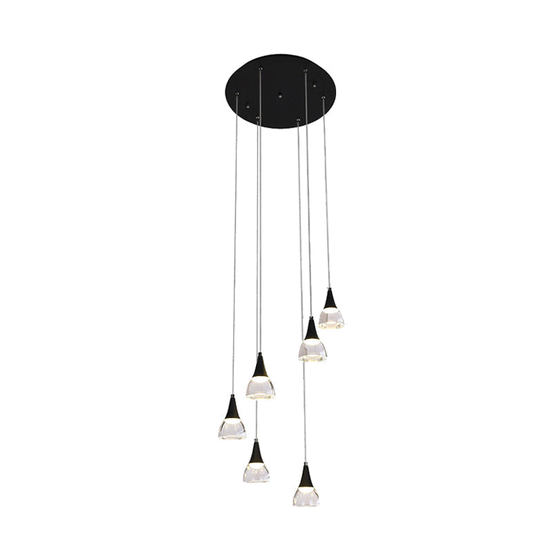 Ludovica - Cluster Conical Cluster Drop Pendant Modern Acrylic 5/6-Light Black Hanging Ceiling Light for Bedroom Living Room