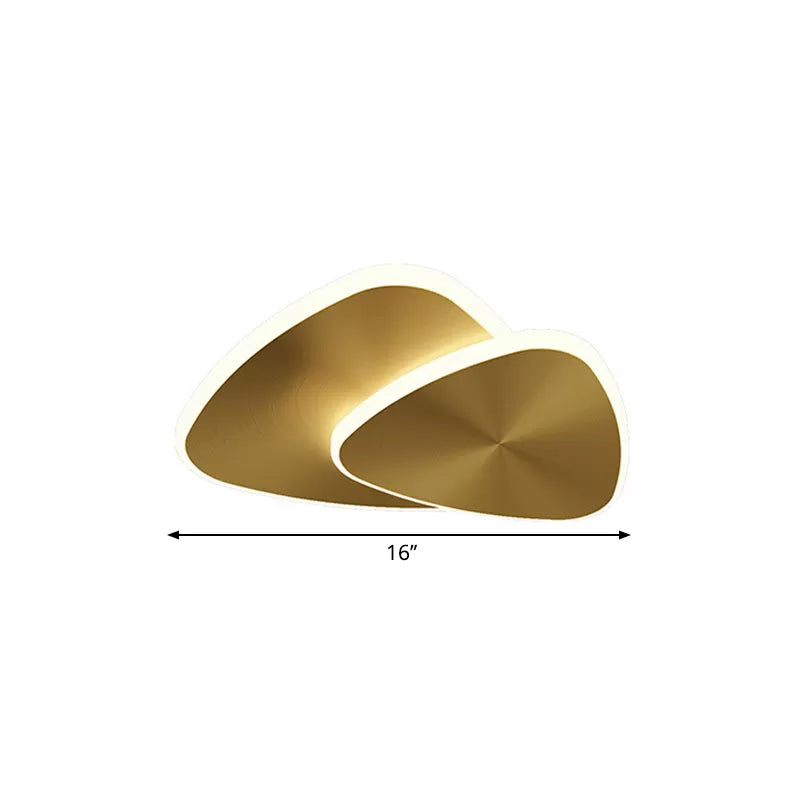 Modernist Metallic Triangle Ceiling Fixture with LED Flush Mount Lighting in Gold, Warm/White/3 Color Light