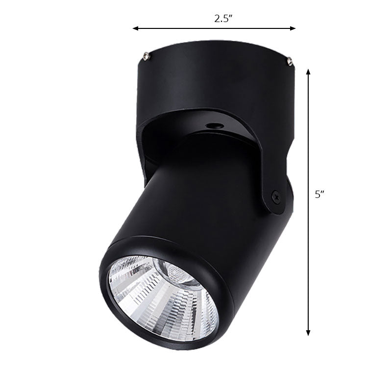 Stylish Mini Semi Flush LED Ceiling Light with Rotatable Metal Cylinder Shade in Black/White for Living Room - Loft
