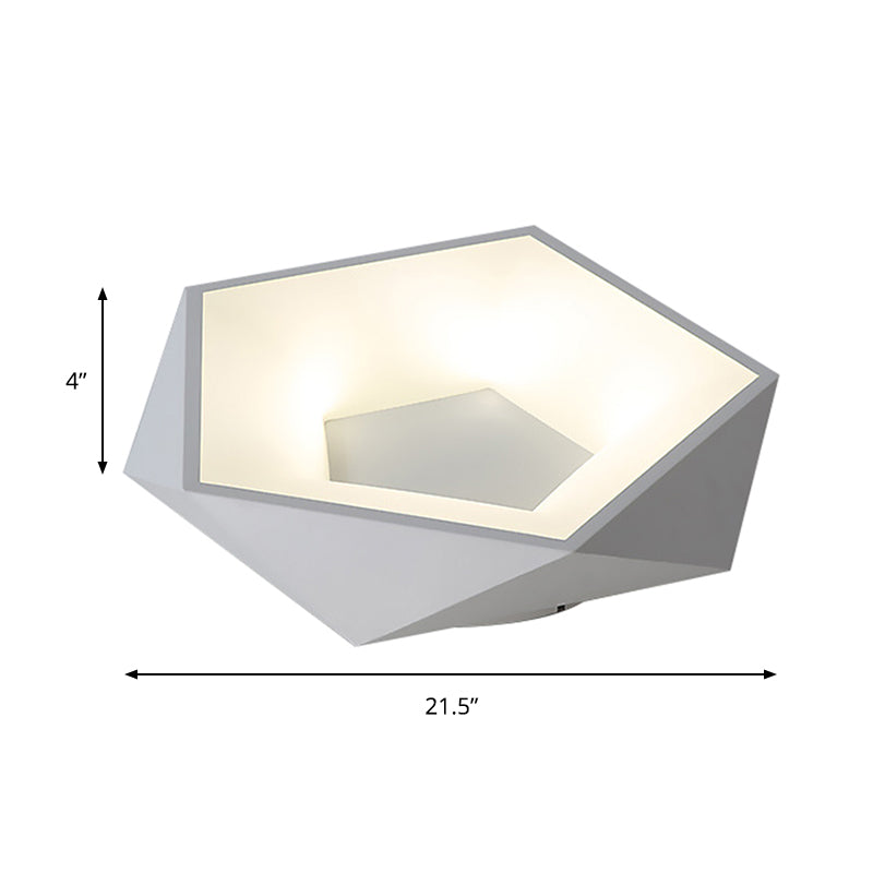 Modern White LED Ceiling Flush Light with Acrylic Diffuser, White/Warm Light, 18"/21.5" Wide