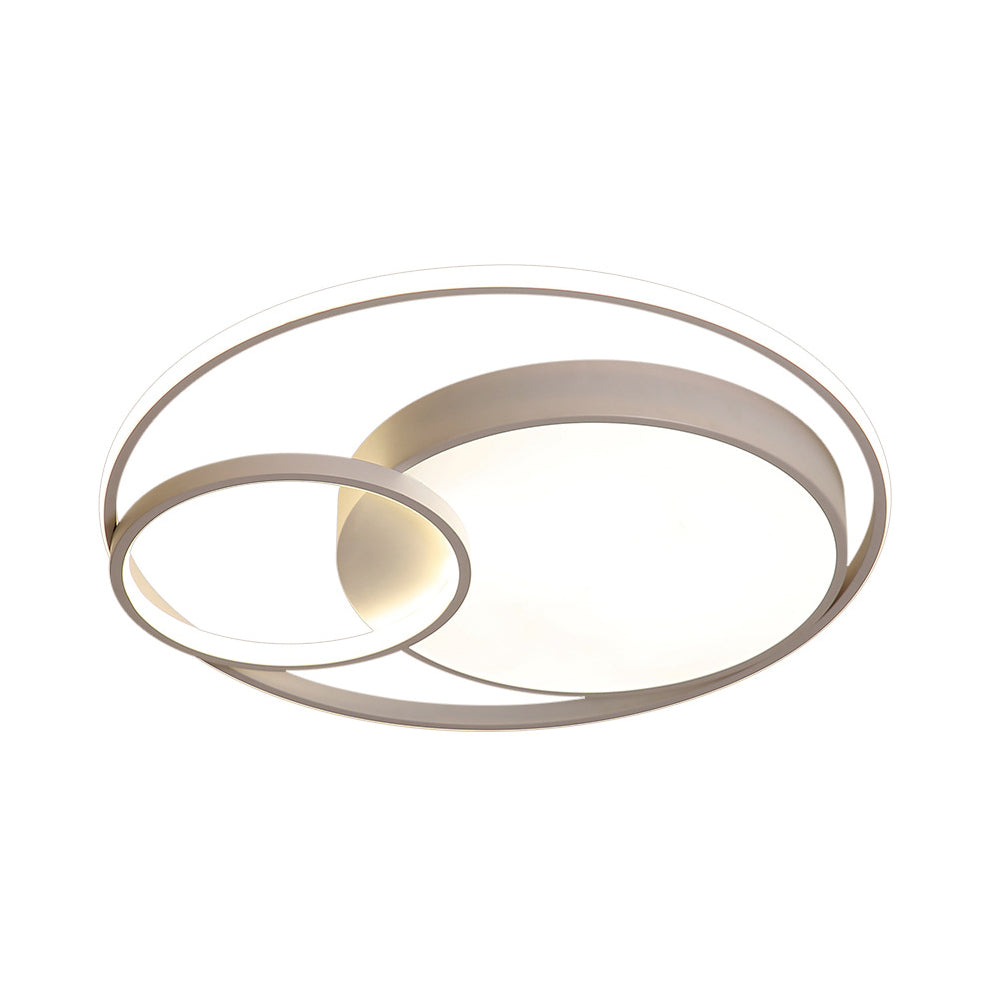 Contemporary Metal LED Flush Mount Ceiling Lamp - White/Black, 16"/19"/23.5" Wide