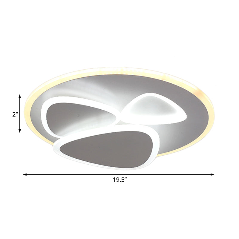 Modern Metal and Acrylic LED Flush Ceiling Light in White/Warm Light, 19.5"/31" Wide