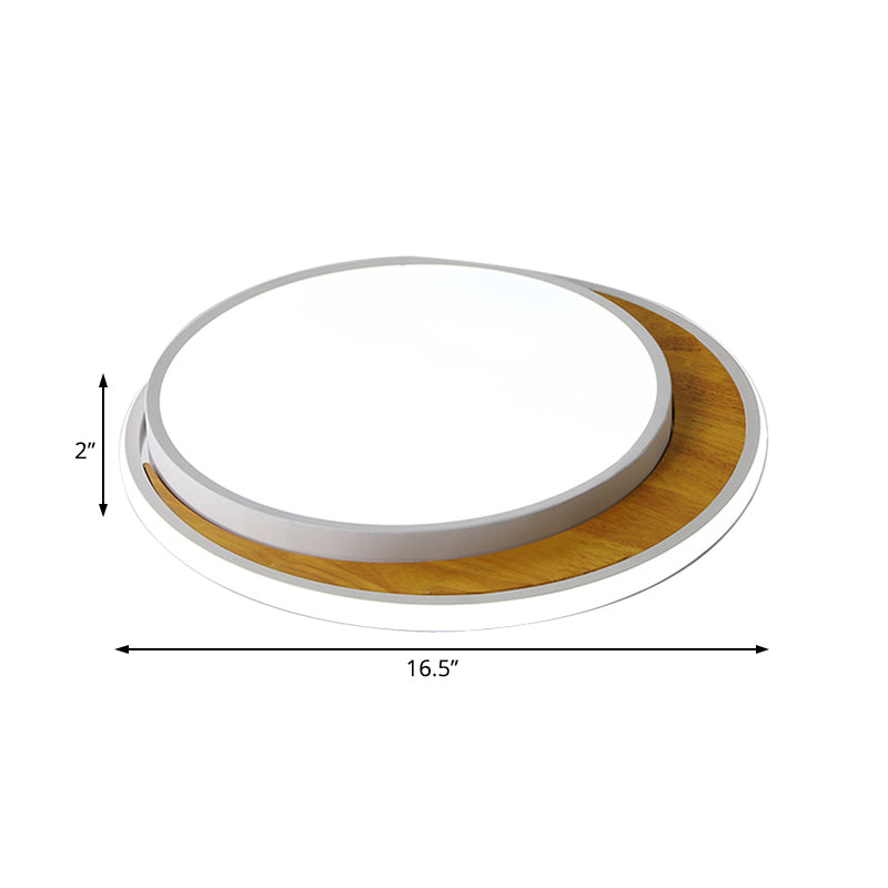 Contemporary Black/White LED Circle Flush Mount Ceiling Light, Metal Fixture in White/Warm Light, 16.5"/20.5" Wide