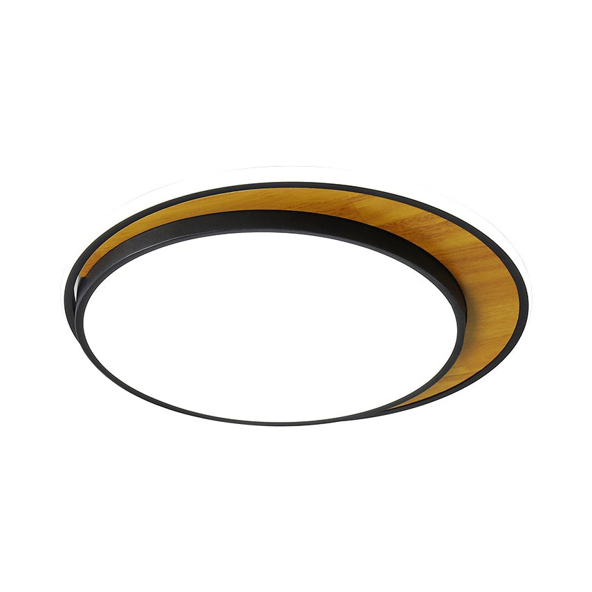 Contemporary Black/White LED Circle Flush Mount Ceiling Light, Metal Fixture in White/Warm Light, 16.5"/20.5" Wide
