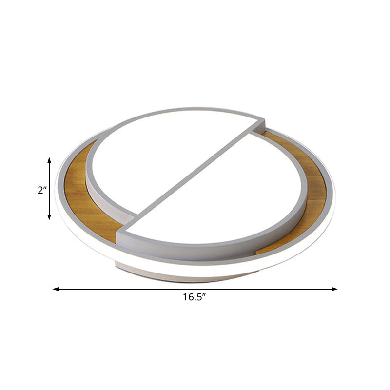 Modern LED Flush Mount Light in Black/White with White/Warm Glow, 16.5"/20.5" Wide