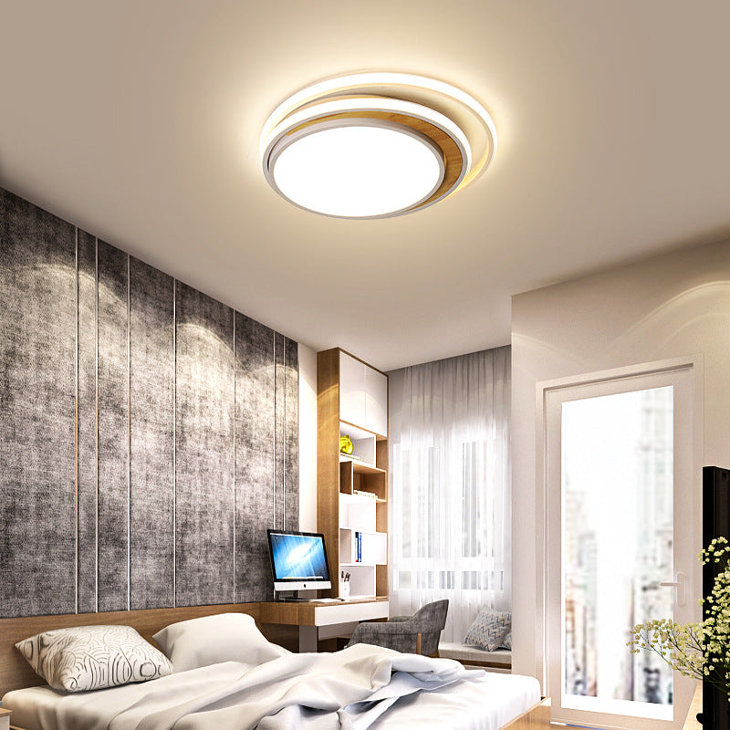 Modern LED Metal Flush Ceiling Light in Black/White, 16.5"/20.5" Wide, White/Warm Light