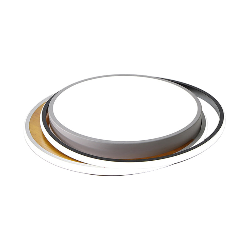 Modern Metal LED Flush Mount Ceiling Light in Black/White - White/Warm Light, 19"/23" Wide