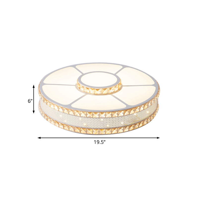 Nordic Led Metal Drum Flush Mount Ceiling Lamp With Acrylic Diffuser - Multiple Sizes Available