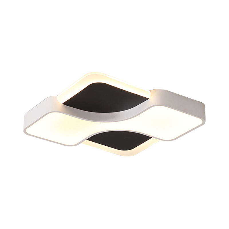 Geometric Metal LED Flush Ceiling Light Fixture in White/Warm Light, 16.5"/19.5"/23.5" Wide